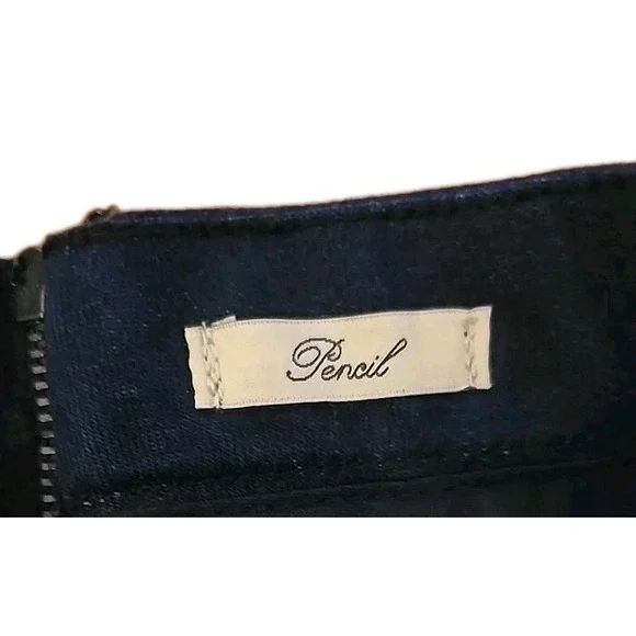 Leara Woman Dark Wash Denim Pencil Skirt Womens M 28" Long High Waist Zip Slit - Picture 7 of 8